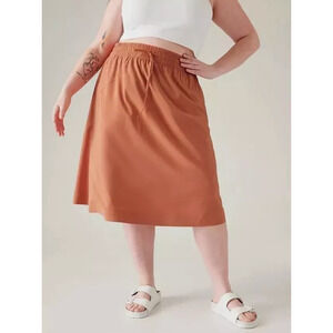Athleta Arrival MIDI Skirt Size 20 Sunbaked Clay Red NWT Fall Travel Comfort $89